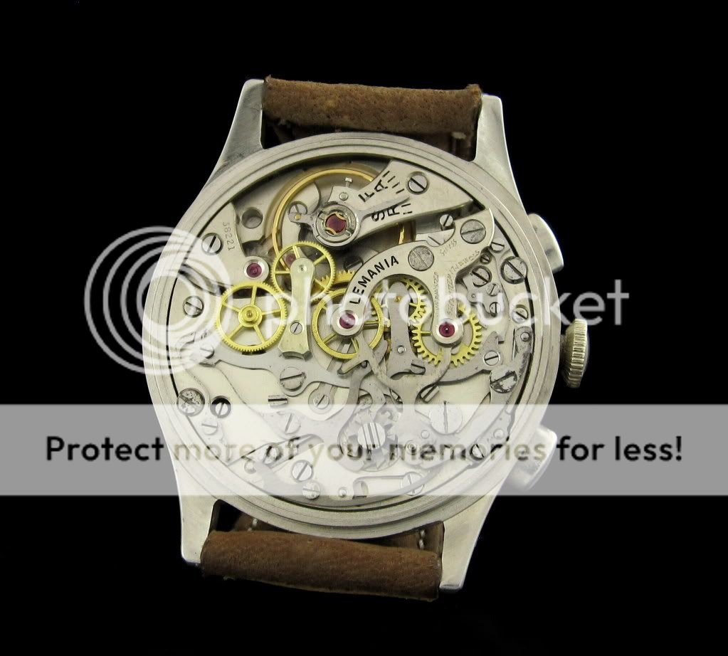Vintage 1940's Lemania 15TL Steel Men's Chronograph Pilot Watch Auricoste 2040